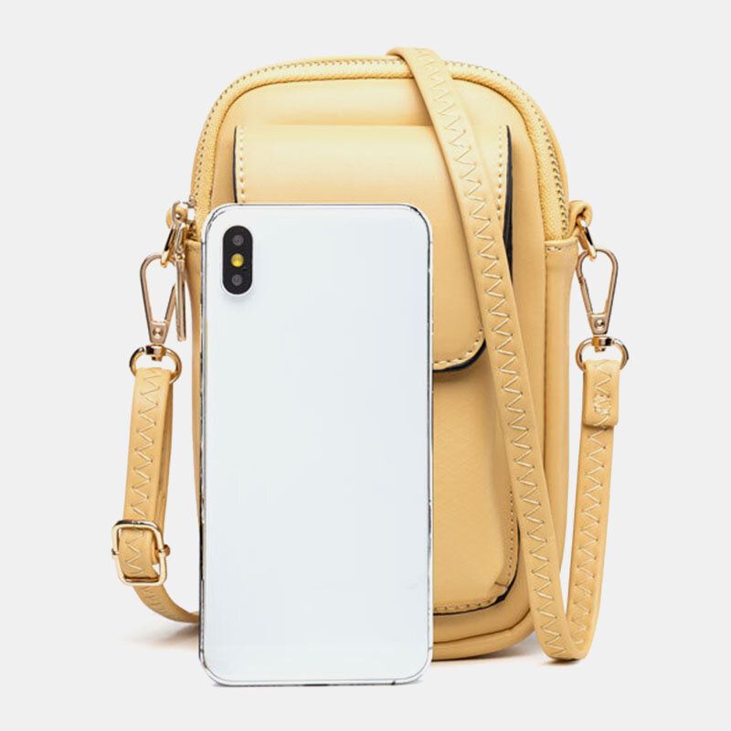 Bolso Para Teléfono Con Cremallera Sólida Para Mujer Bolso Bandolera Bolso Bandolera