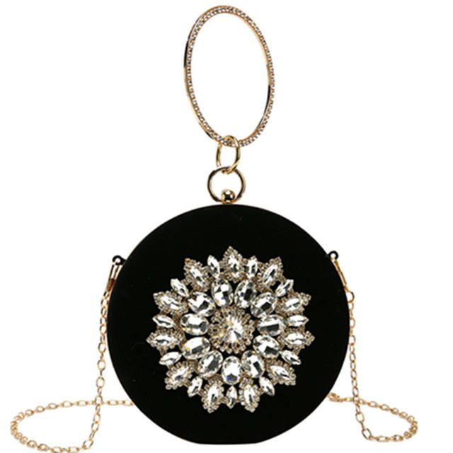 Bolso Pequeño Para Mujer Nueva Moda Con Diamantes De Imitación Bolso De Hombro Salvaje Cadena Colgada Bolso Redondo Pequeño Fiesta Diaria