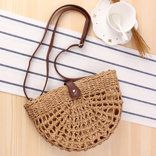 Bolso De Playa De Paja Para Mujer Bolso Bandolera Hueco