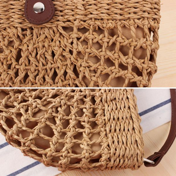 Bolso De Playa De Paja Para Mujer Bolso Bandolera Hueco