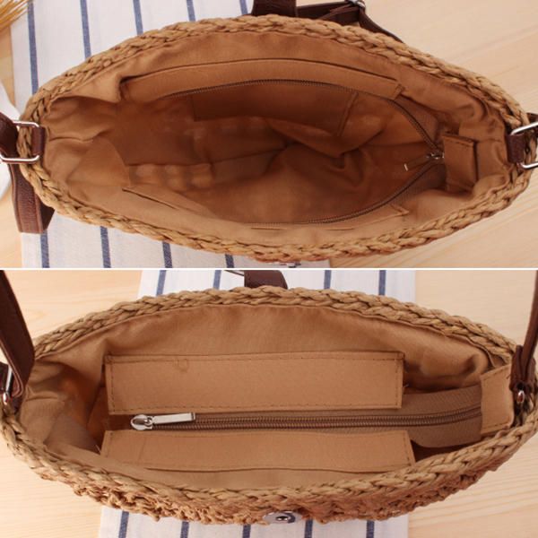 Bolso De Playa De Paja Para Mujer Bolso Bandolera Hueco