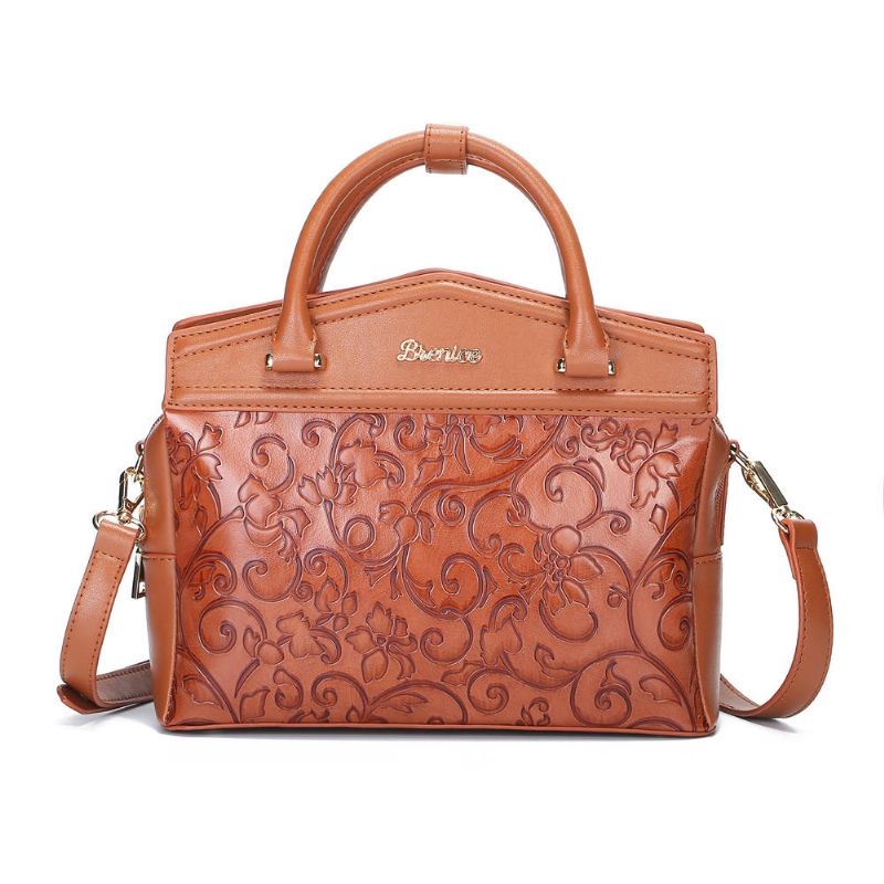 Bolso En Relieve Para Mujer Bolso Bandolera De Hombro Chino Floral Vintage