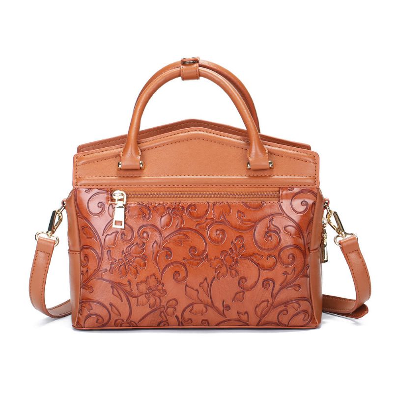 Bolso En Relieve Para Mujer Bolso Bandolera De Hombro Chino Floral Vintage