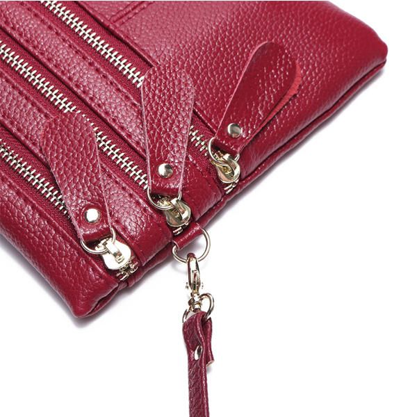 Bolso De Teléfono Multifunción De Cuero Genuino Para Mujer Bolso Bandolera Sólido