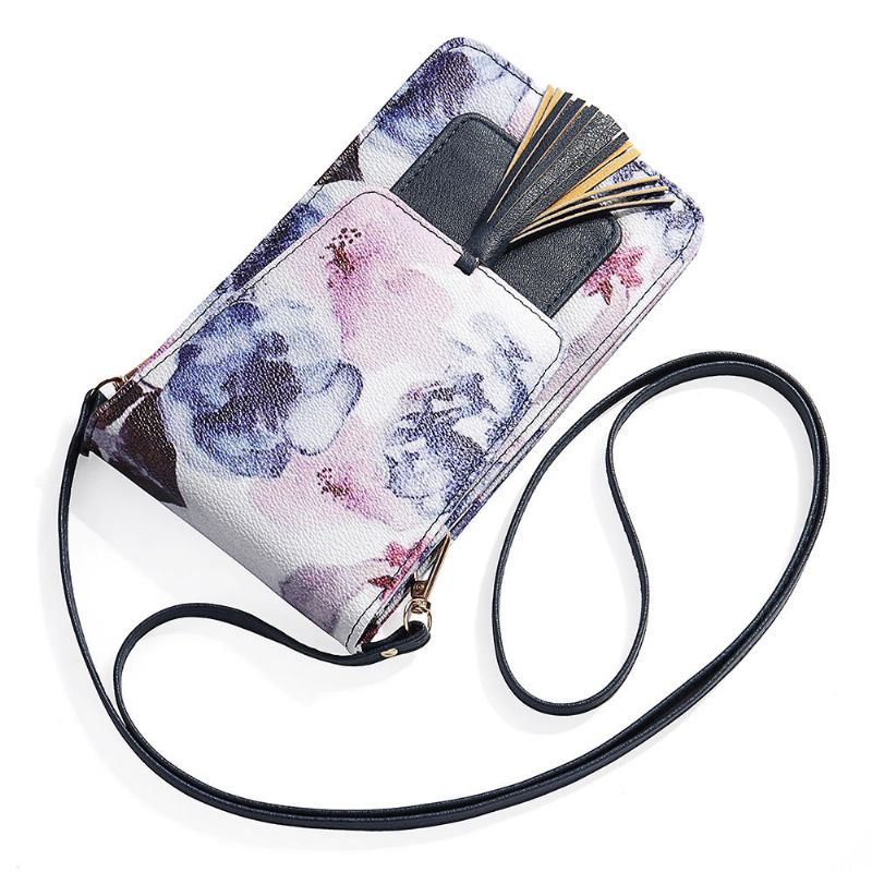 Bolso De Teléfono Nacional De Flores Multicolor Informal Para Mujer