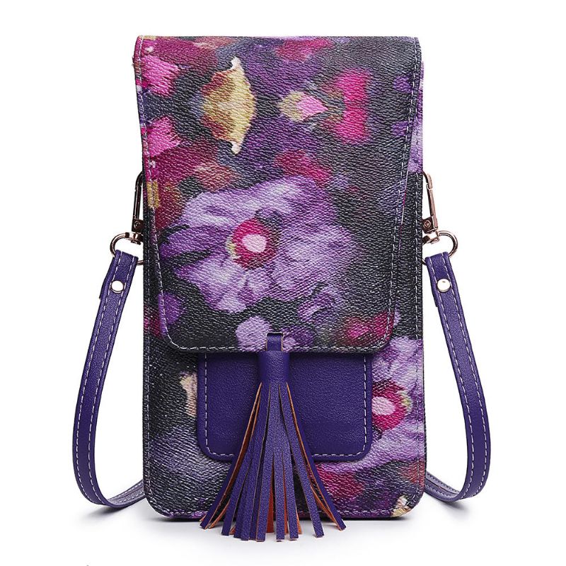 Bolso De Teléfono Nacional De Flores Multicolor Informal Para Mujer