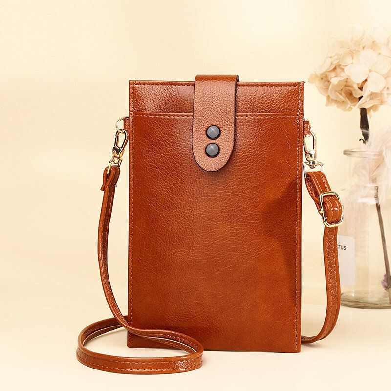 Bolso De Teléfono Retro De Cuero Pu De 6.3 Pulgadas Para Mujer Mini Ranura Para Múltiples Tarjetas Bolsos Cruzados Bolso Bandolera