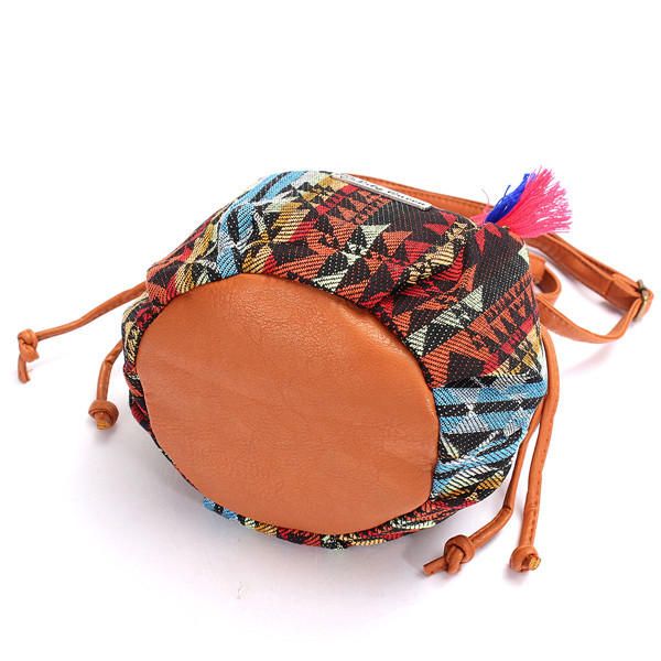 Bolsos De Cubo De Lona De Bohemia Para Mujer Bolsos De Bandolera Con Cordón Bolsos De Hombro