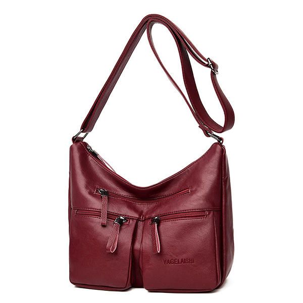 Bolsos Delanteros Dobles De Cuero Suave Pu Bolsos De Hombro