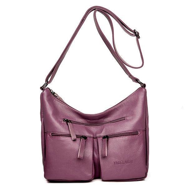 Bolsos Delanteros Dobles De Cuero Suave Pu Bolsos De Hombro