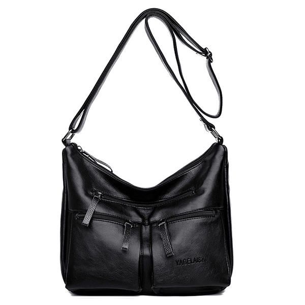 Bolsos Delanteros Dobles De Cuero Suave Pu Bolsos De Hombro