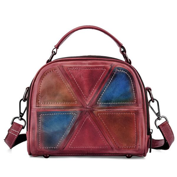 Bolsos De Mano De Color De Pincel Hechos A Mano De Cuero Genuino Vintage Para Mujer Bolsos Cruzados De Costura