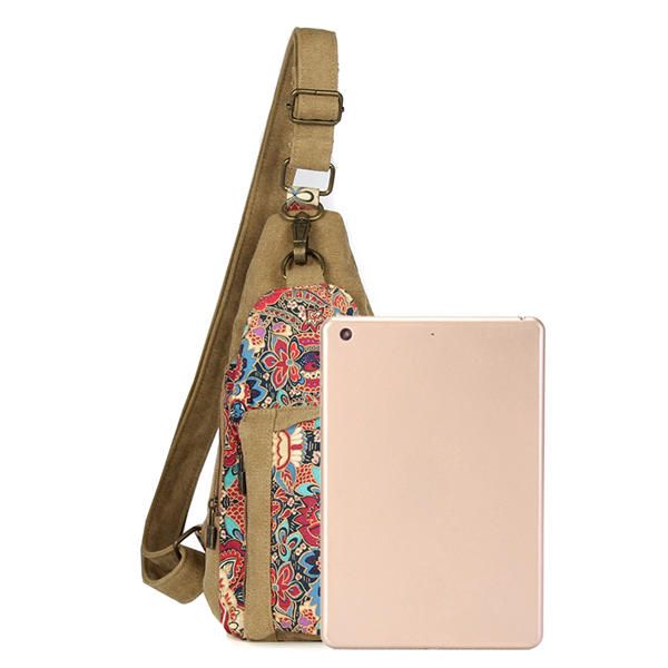 Canvas Retro National Floral Mujer Crossbody Bag Pecho Sling Bag