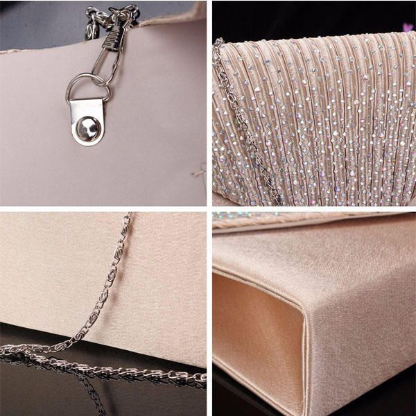 Cartera Nupcial De Noche Para Mujer Sobre Flash Diamante Embrague Bolso Bandolera Portátil Bolso Bandolera