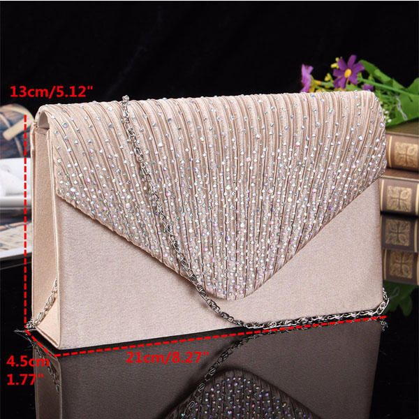 Cartera Nupcial De Noche Para Mujer Sobre Flash Diamante Embrague Bolso Bandolera Portátil Bolso Bandolera