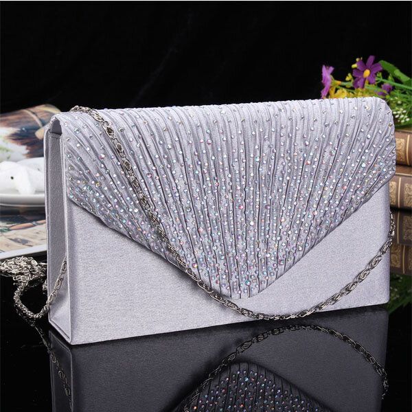 Cartera Nupcial De Noche Para Mujer Sobre Flash Diamante Embrague Bolso Bandolera Portátil Bolso Bandolera