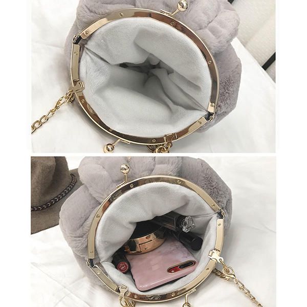 Cute Rabbit Plush Creative Bolso De Hombro Bolso De Teléfono Cadena Shell Crossbody Bags