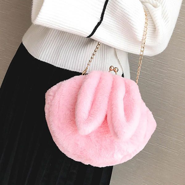 Cute Rabbit Plush Creative Bolso De Hombro Bolso De Teléfono Cadena Shell Crossbody Bags