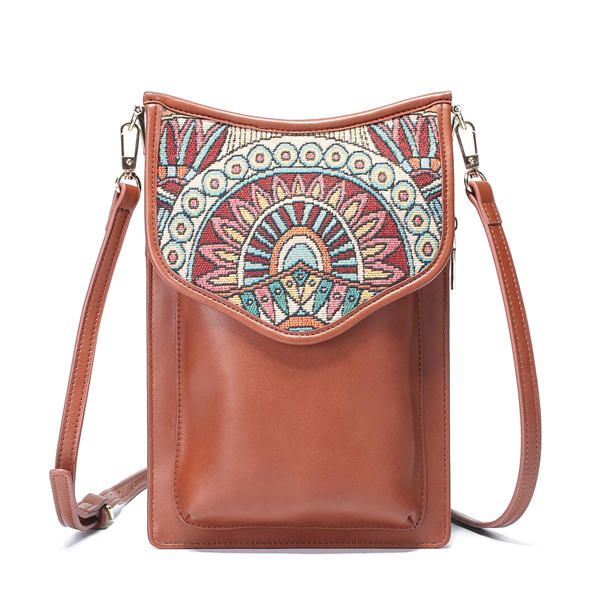 Estilo Bohemio Retro Lona Estampado Floral Mujeres Teléfono Bolsa Bandolera Bandolera