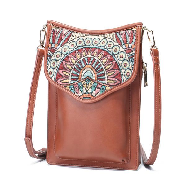 Estilo Bohemio Retro Lona Estampado Floral Mujeres Teléfono Bolsa Bandolera Bandolera