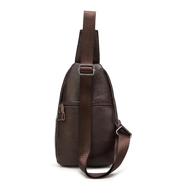 Hombres Mujeres Bolso De Pecho De Cuero Genuino Moda Retro Bolso Bandolera Informal Con 3 Colores