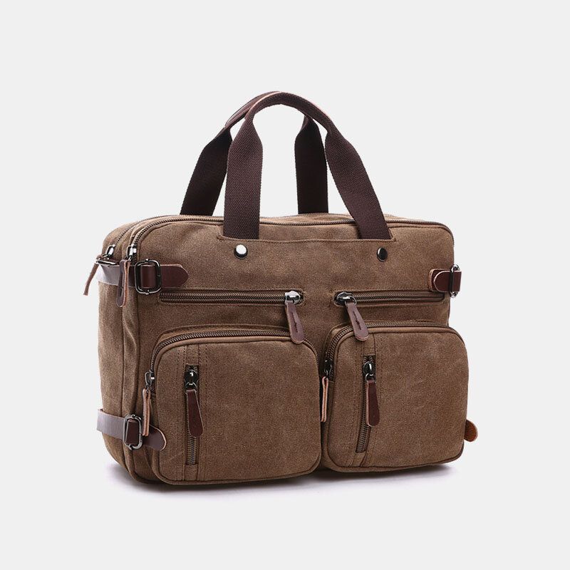 Hombres Retro Vintage Cuero Genuino Bolso Bandolera Bolso Multifuncional