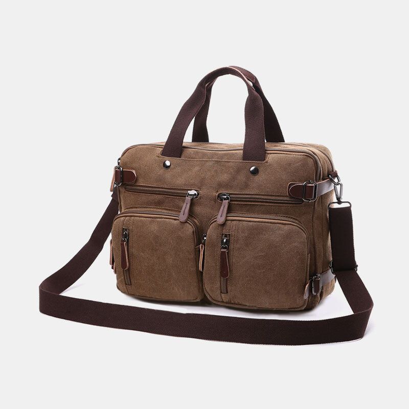 Hombres Retro Vintage Cuero Genuino Bolso Bandolera Bolso Multifuncional