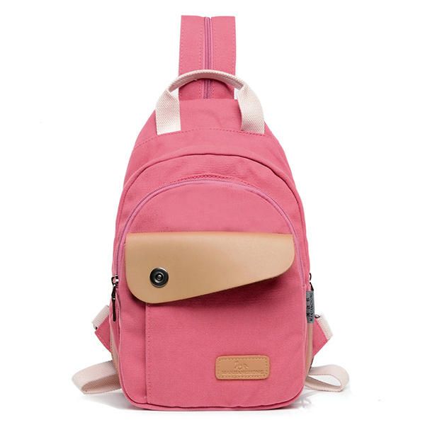 Mochila De Lona Multifuncional Para Mujer Bolsa De Pecho De Cuero Pu