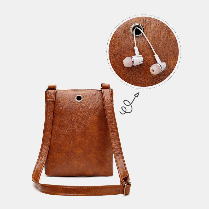 Mujer De Piel Sintética Retro Simple Suave Multibolsillos Bolso De Teléfono De 6.3 Pulgadas Bolso Bandolera Bolso Bandolera