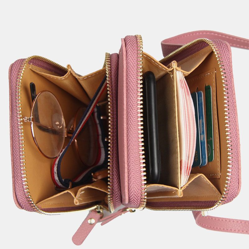 Mujeres 3 Ranuras Para Tarjetas 6.5 Pulgadas Bolso Sólido Para Teléfono Bolso Bandolera Bolso Bandolera