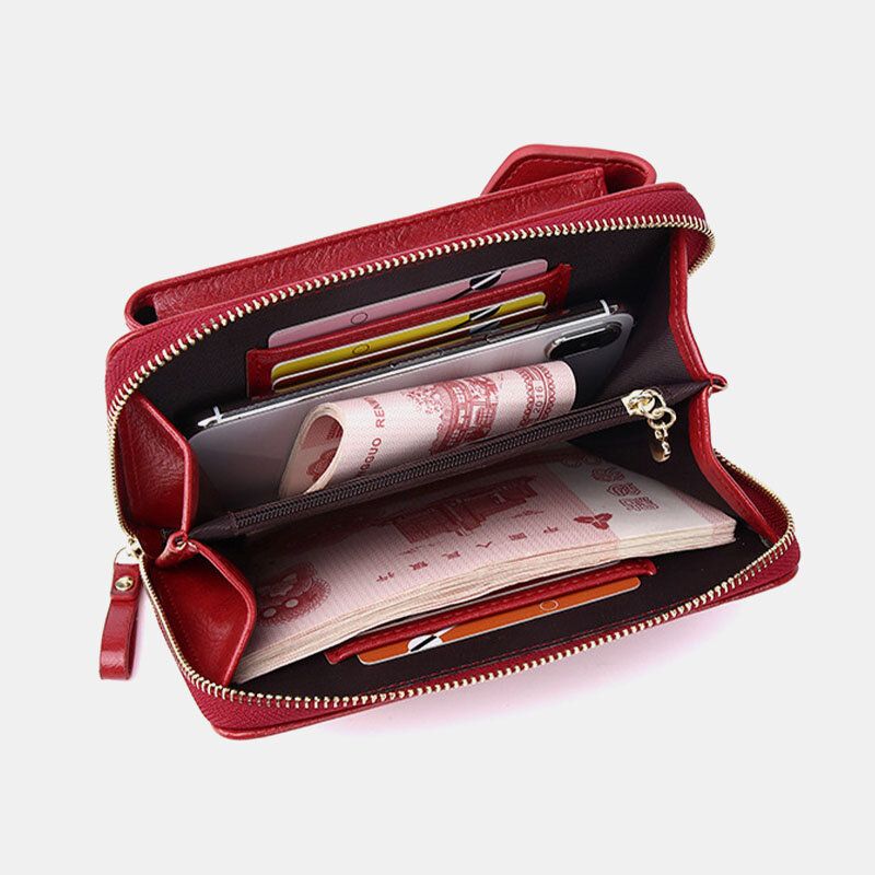 Mujeres 4 Ranuras Para Tarjetas Bolso De Cuero Para Teléfono De 6.5 Pulgadas Bolso Bandolera Bolso Bandolera