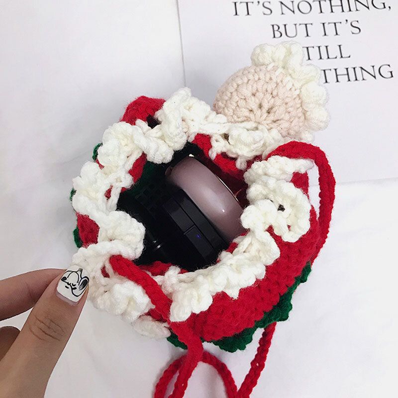 Mujeres Algodón Hecho A Mano Navidad Patrón Festivo Casual Bolso Bandolera Creativo Bolso Para Teléfono