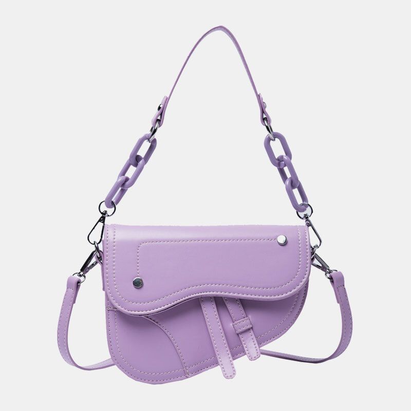 Mujeres Cadenas Hasp Saddle Bag Crossbody Bag Bandolera