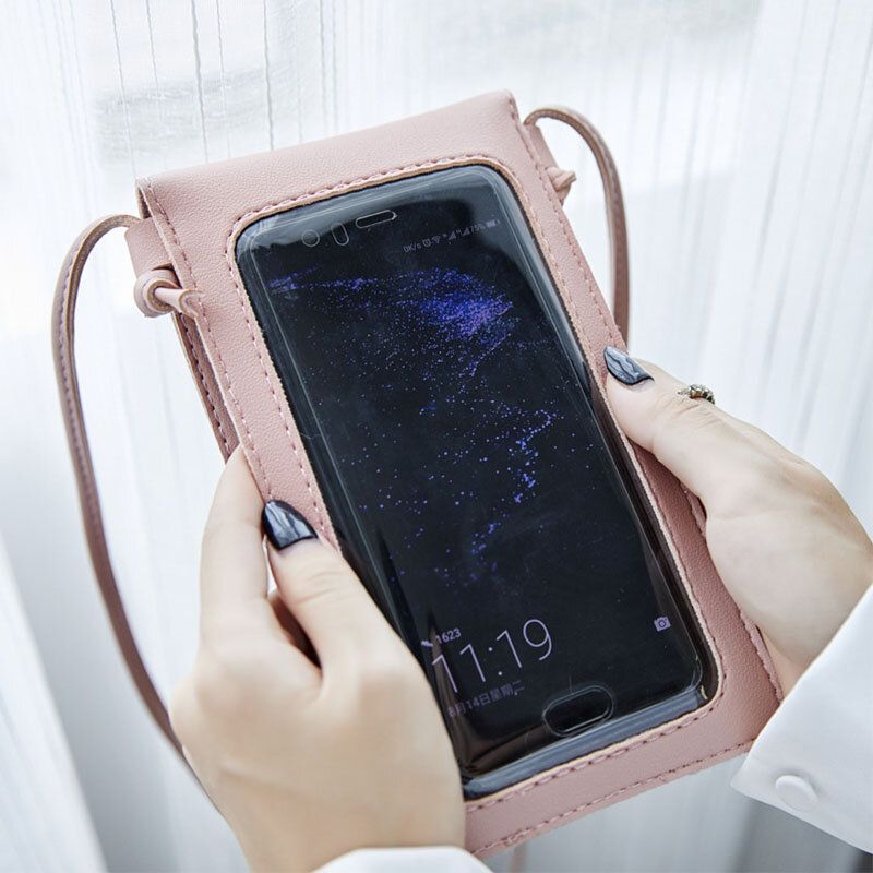 Mujeres Casual Solid Hollow Out Touch Screen 6.3 Pulgadas Bolsa De Teléfono Bolso Bandolera Bolso Bandolera