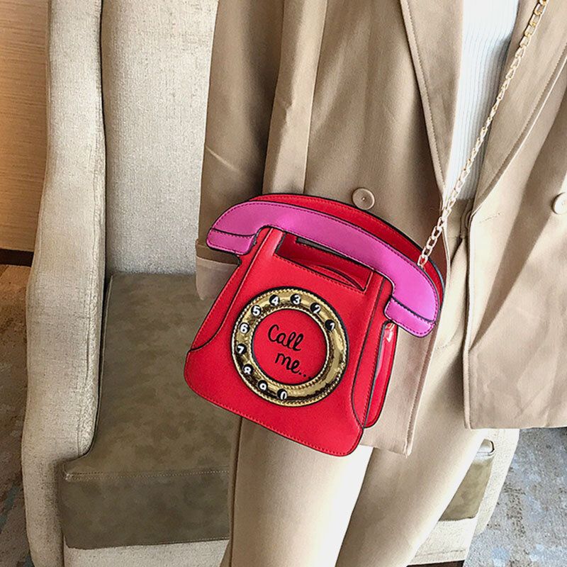 Mujeres Cerative Forma De Teléfono Lindo Bolso De Hombro De Cadena Bolso Cruzado