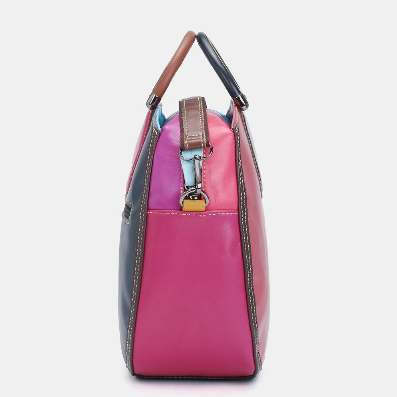 Mujeres Círculo Bolso De Cuero Genuino Patchwork Bolso Bandolera Bolso Bandolera