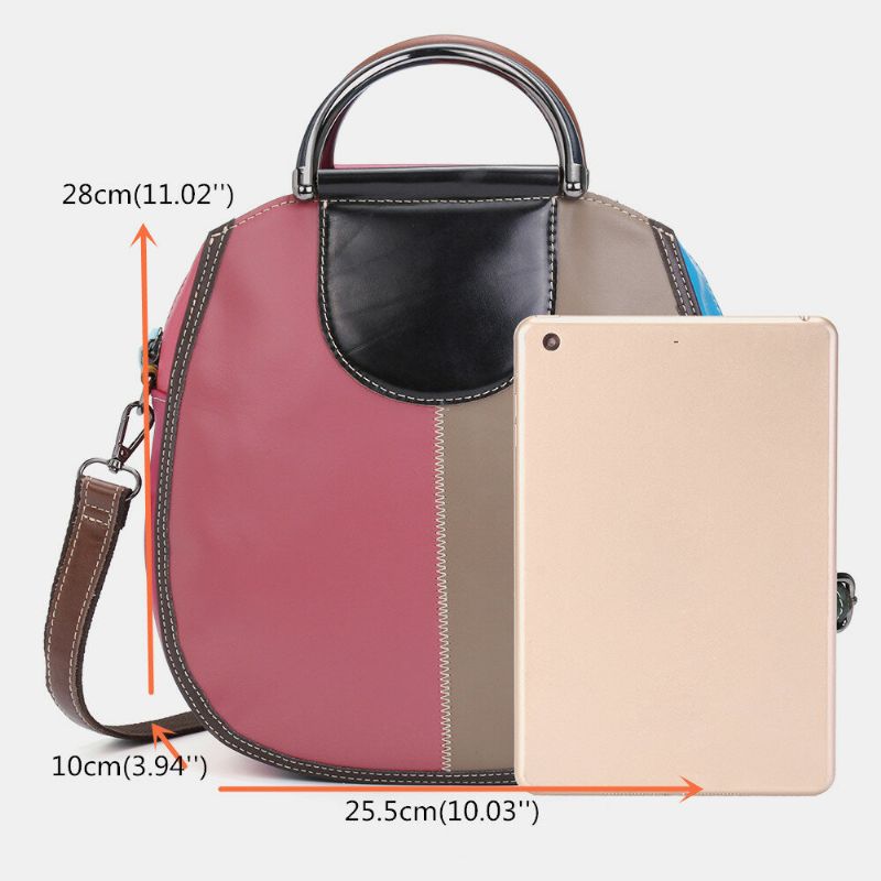 Mujeres Círculo Bolso De Cuero Genuino Patchwork Bolso Bandolera Bolso Bandolera