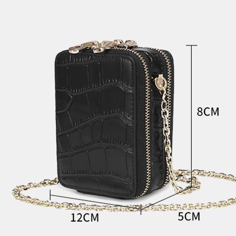 Mujeres Comestic Crocodile Pattern Chain Crossbody Bag Bandolera Mini Bag