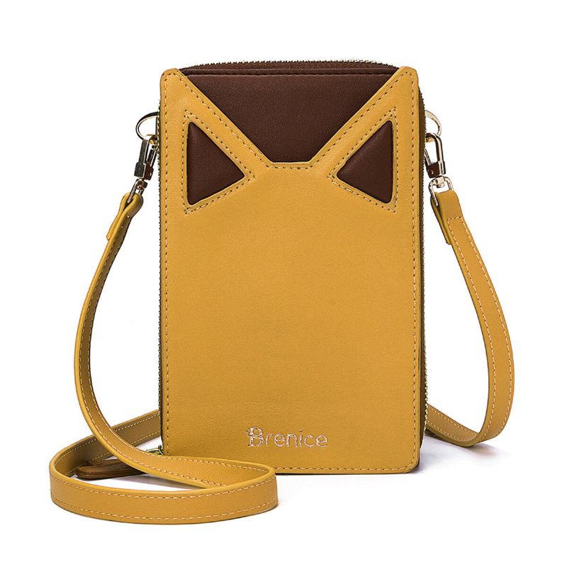 Mujeres Cute Cat Ears Ranuras Para Tarjetas Bolsa Para Teléfono Bolso Bandolera