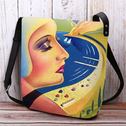 Mujeres Fieltro Arte Pintura Figura De Dibujos Animados Imprimir Personalidad Bolso Bandolera Bolso Bandolera