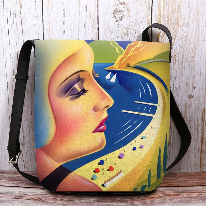 Mujeres Fieltro Arte Pintura Figura De Dibujos Animados Imprimir Personalidad Bolso Bandolera Bolso Bandolera