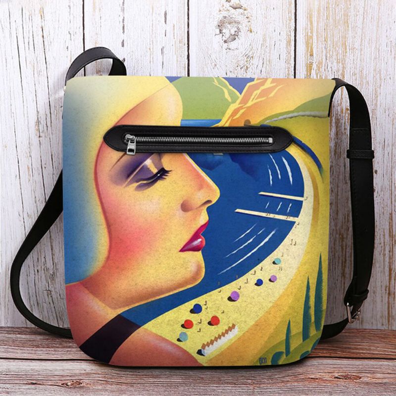 Mujeres Fieltro Arte Pintura Figura De Dibujos Animados Imprimir Personalidad Bolso Bandolera Bolso Bandolera