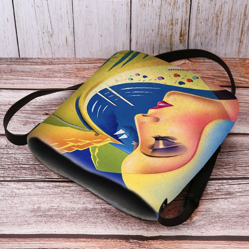 Mujeres Fieltro Arte Pintura Figura De Dibujos Animados Imprimir Personalidad Bolso Bandolera Bolso Bandolera