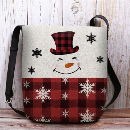 Mujeres Fieltro Casual Dibujos Animados Festivo Navidad Muñeco De Nieve Patrón De Copo De Nieve Bolso Bandolera Bolso Bandolera