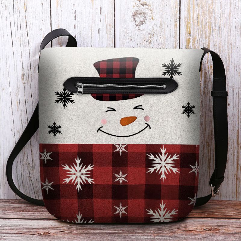 Mujeres Fieltro Casual Dibujos Animados Festivo Navidad Muñeco De Nieve Patrón De Copo De Nieve Bolso Bandolera Bolso Bandolera