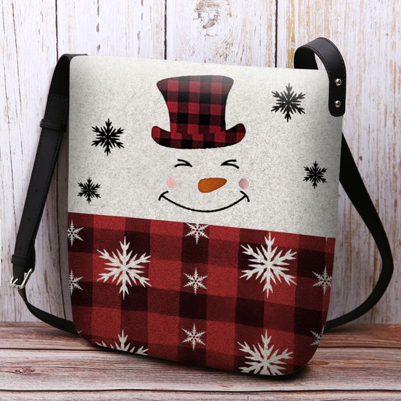 Mujeres Fieltro Casual Dibujos Animados Festivo Navidad Muñeco De Nieve Patrón De Copo De Nieve Bolso Bandolera Bolso Bandolera