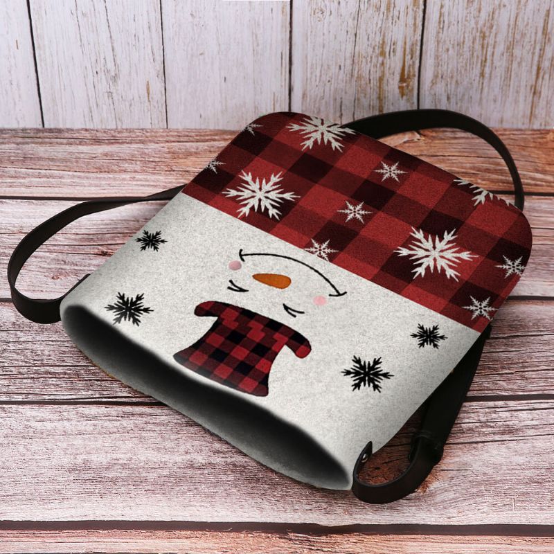 Mujeres Fieltro Casual Dibujos Animados Festivo Navidad Muñeco De Nieve Patrón De Copo De Nieve Bolso Bandolera Bolso Bandolera