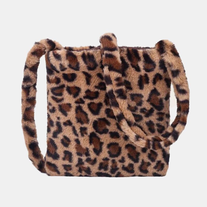 Mujeres Fieltro Suave Patrón De Leopardo Lindo Casual Personalidad Bolso Bandolera Bolso Bandolera