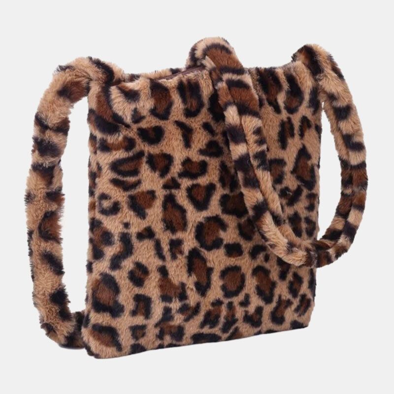 Mujeres Fieltro Suave Patrón De Leopardo Lindo Casual Personalidad Bolso Bandolera Bolso Bandolera