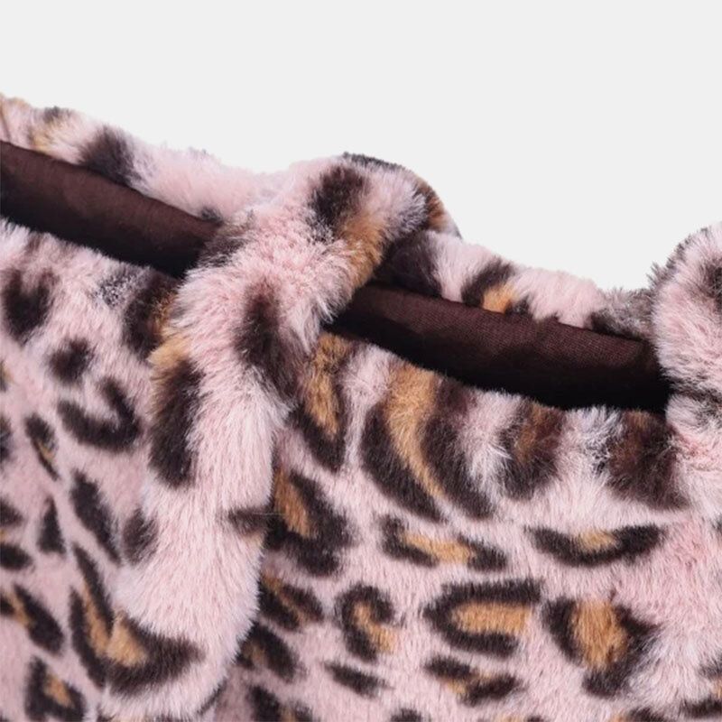 Mujeres Fieltro Suave Patrón De Leopardo Lindo Casual Personalidad Bolso Bandolera Bolso Bandolera